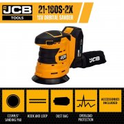 JCB 18V Cordless 125mm Orbital Sander with 2Ah Battery and Fast Charger - 21-18OS-2X